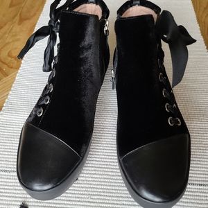 COPY - Black velvet/leather high tops